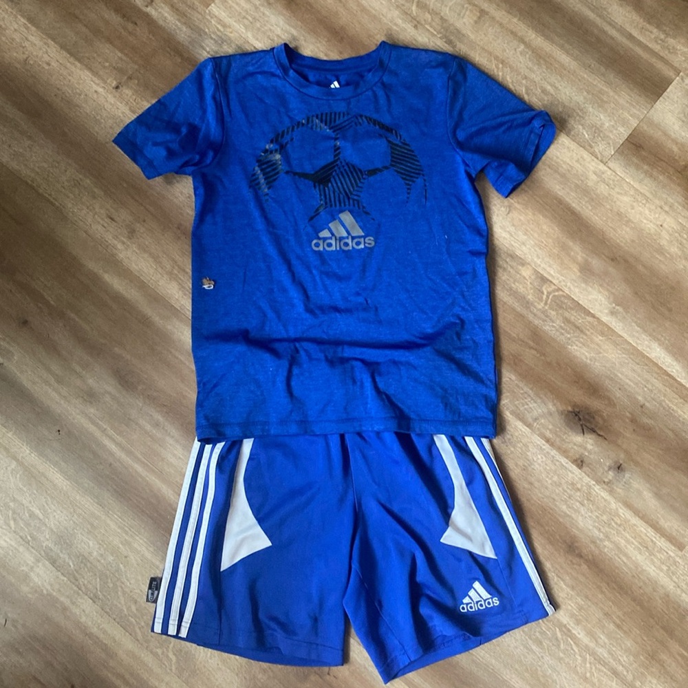 Blue Adidas Shirt and Shorts Set